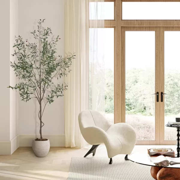 Faux Olive Tree 8ft Tall Fake Olive Tree for Modern Home Office Decor Artificial Olive Tree Plants Indoor with Natural Wood Trunk and Lifelike Fruits7ft