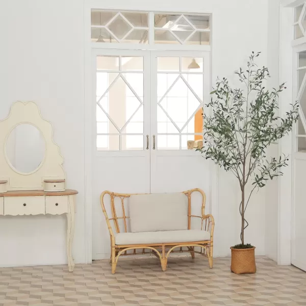 Faux Olive Tree 8ft Tall Fake Olive Tree for Modern Home Office Decor Artificial Olive Tree Plants Indoor with Natural Wood Trunk and Lifelike Fruits7ft
