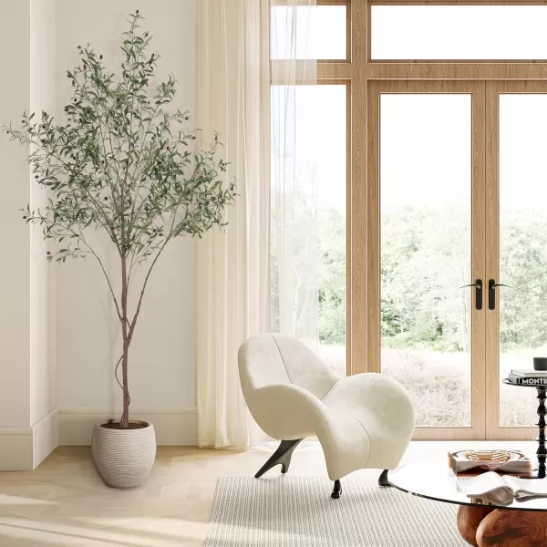 Faux Olive Tree 8ft Tall Fake Olive Tree for Modern Home Office Decor Artificial Olive Tree Plants Indoor with Natural Wood Trunk and Lifelike Fruits8ft