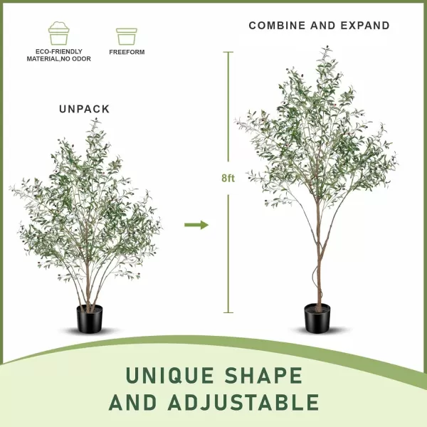 Faux Olive Tree 8ft Tall Fake Olive Tree for Modern Home Office Decor Artificial Olive Tree Plants Indoor with Natural Wood Trunk and Lifelike Fruits8ft