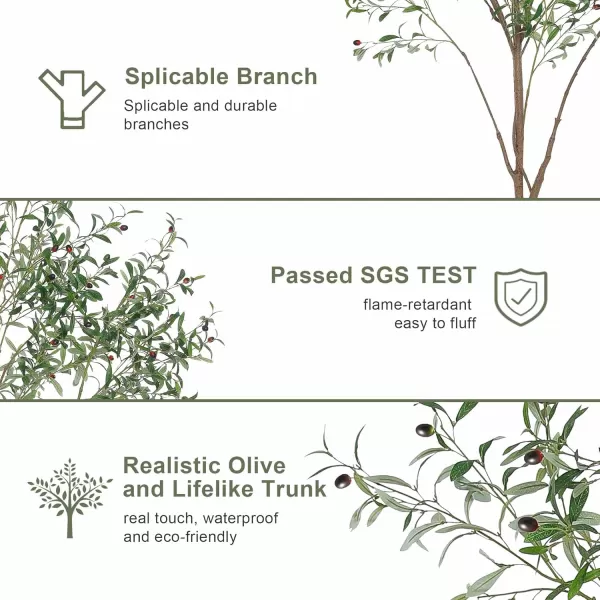 Faux Olive Tree 8ft Tall Fake Olive Tree for Modern Home Office Decor Artificial Olive Tree Plants Indoor with Natural Wood Trunk and Lifelike Fruits8ft