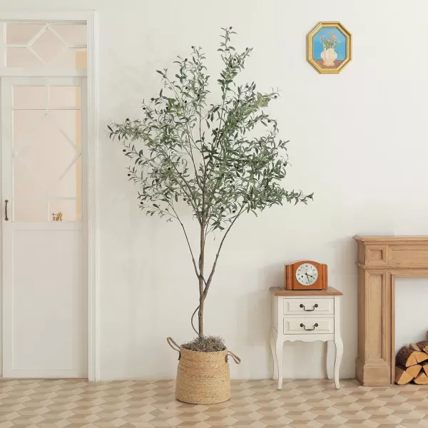 Faux Olive Tree 8ft Tall Fake Olive Tree for Modern Home Office Decor Artificial Olive Tree Plants Indoor with Natural Wood Trunk and Lifelike Fruits8ft