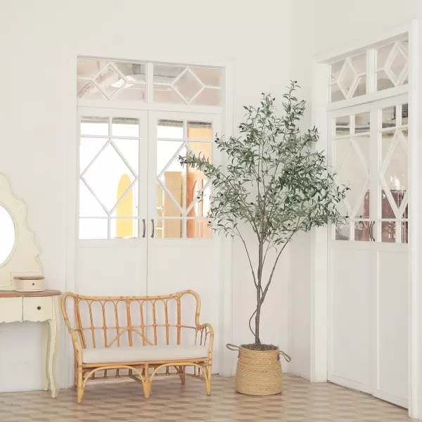 Faux Olive Tree 8ft Tall Fake Olive Tree for Modern Home Office Decor Artificial Olive Tree Plants Indoor with Natural Wood Trunk and Lifelike Fruits8ft