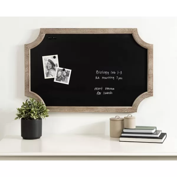 Hogan Framed Scalloped Decorative Chalkboard White 24 x 36 Modern Rustic Farmhouse Magnetic Chalkboard Sign for Wall Organization and Decorative DisplaysRustic Brown