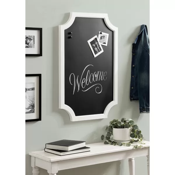 Hogan Framed Scalloped Decorative Chalkboard White 24 x 36 Modern Rustic Farmhouse Magnetic Chalkboard Sign for Wall Organization and Decorative DisplaysWhite