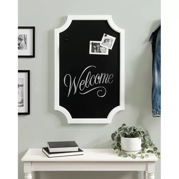 Hogan Framed Scalloped Decorative Chalkboard White 24 x 36 Modern Rustic Farmhouse Magnetic Chalkboard Sign for Wall Organization and Decorative DisplaysWhite