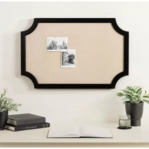 Hogan Framed Scalloped Decorative Wall Pinboard Black 24 x 36 Rustic Modern Farmhouse Bulletin Board for Wall Organization and Decorative DisplaysBlack