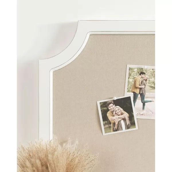 Hogan Framed Scalloped Decorative Wall Pinboard Black 24 x 36 Rustic Modern Farmhouse Bulletin Board for Wall Organization and Decorative DisplaysWhite