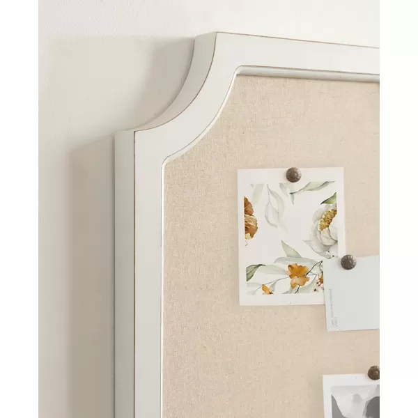Hogan Framed Scalloped Decorative Wall Pinboard Black 24 x 36 Rustic Modern Farmhouse Bulletin Board for Wall Organization and Decorative DisplaysWhite