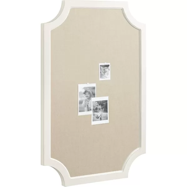 Hogan Framed Scalloped Decorative Wall Pinboard Black 24 x 36 Rustic Modern Farmhouse Bulletin Board for Wall Organization and Decorative DisplaysWhite