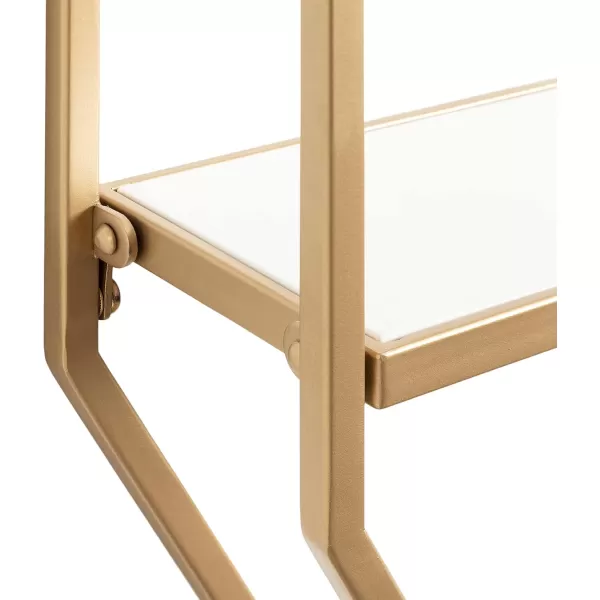 Kate and Laurel Adela Modern Octagon Wall Shelf 16 x 5 x 28 White and Gold Glam 2Tier Shelf for Storage and DisplayWhiteGold