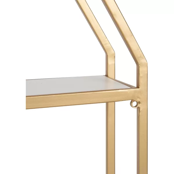 Kate and Laurel Adela Modern Octagon Wall Shelf 16 x 5 x 28 White and Gold Glam 2Tier Shelf for Storage and DisplayWhiteGold