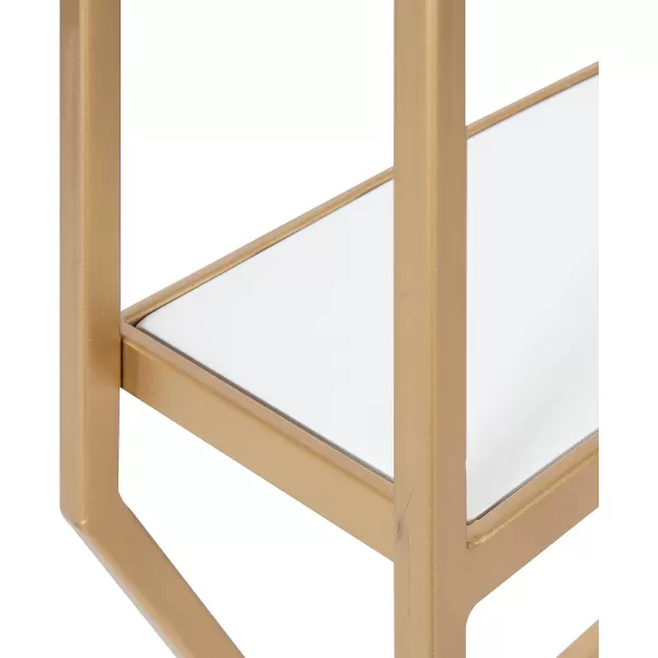 Kate and Laurel Adela Modern Octagon Wall Shelf 16 x 5 x 28 White and Gold Glam 2Tier Shelf for Storage and DisplayWhiteGold