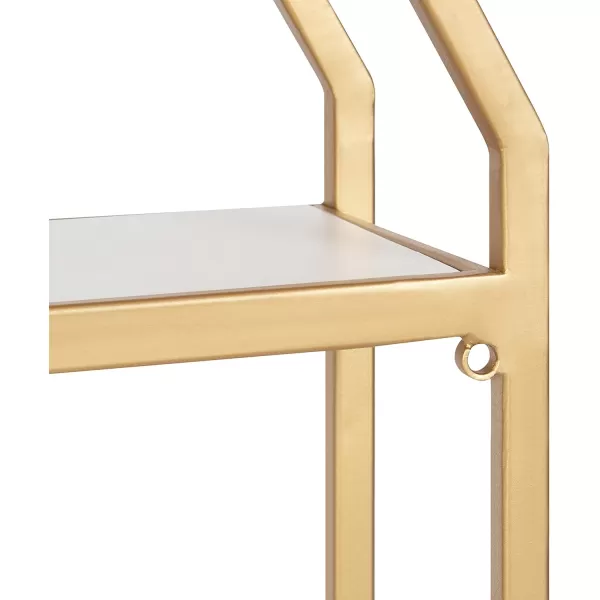 Kate and Laurel Adela Modern Octagon Wall Shelf 16 x 5 x 28 White and Gold Glam 2Tier Shelf for Storage and DisplayWhiteGold