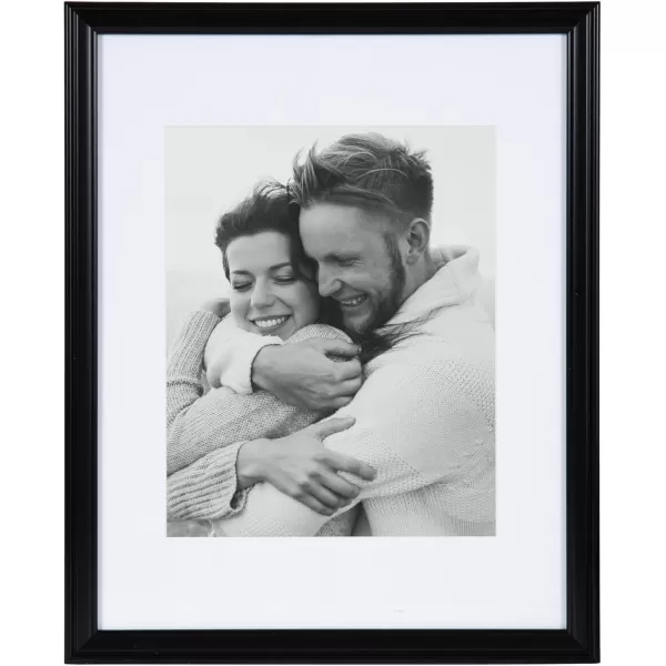 Kate and Laurel Adlynn Photo Frame Set Set of 10 Varying Sizes Gold Traditional Glam Frame Collection for WallBlack