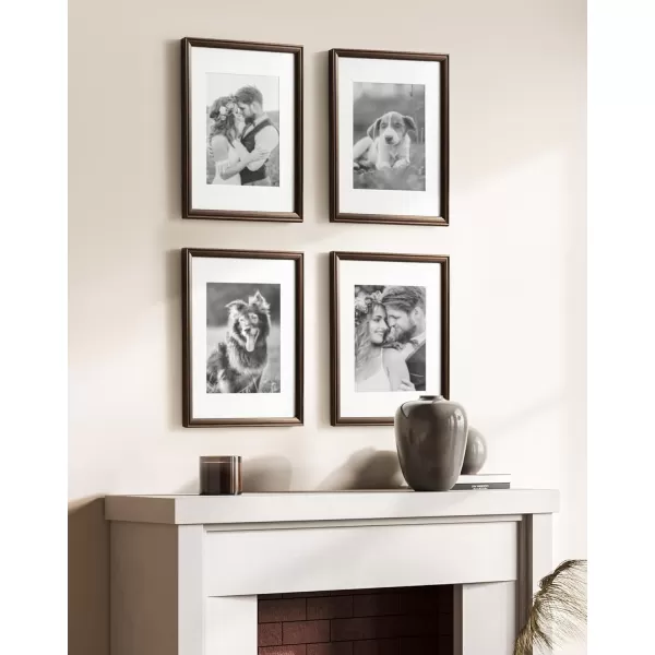 Kate and Laurel Adlynn Rectangle Picture Frame Set of 3 16 x 20 matted to 8 x 10 Bronze Vintage ThreePiece Frame Set for Gallery Wall Frame Set in Living Room Wall DecorBronze