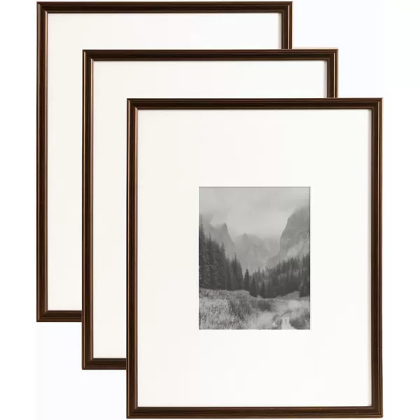 Kate and Laurel Adlynn Rectangle Picture Frame Set of 3 16 x 20 matted to 8 x 10 Bronze Vintage ThreePiece Frame Set for Gallery Wall Frame Set in Living Room Wall DecorBronze