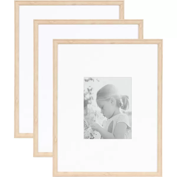 Kate and Laurel Adlynn Rectangle Picture Frame Set of 3 16 x 20 matted to 8 x 10 Bronze Vintage ThreePiece Frame Set for Gallery Wall Frame Set in Living Room Wall DecorNatural