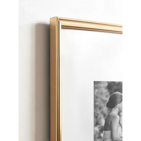 Kate and Laurel Adlynn Rectangle Picture Frame Set of 3 16 x 20 matted to 8 x 10 Bronze Vintage ThreePiece Frame Set for Gallery Wall Frame Set in Living Room Wall DecorGold