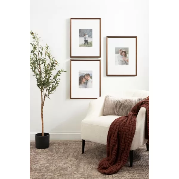 Kate and Laurel Adlynn Rectangle Picture Frame Set of 3 16 x 20 matted to 8 x 10 Bronze Vintage ThreePiece Frame Set for Gallery Wall Frame Set in Living Room Wall DecorBronze