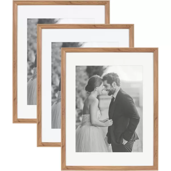 Kate and Laurel Adlynn Rectangle Picture Frame Set of 3 16 x 20 matted to 8 x 10 Bronze Vintage ThreePiece Frame Set for Gallery Wall Frame Set in Living Room Wall DecorBrown