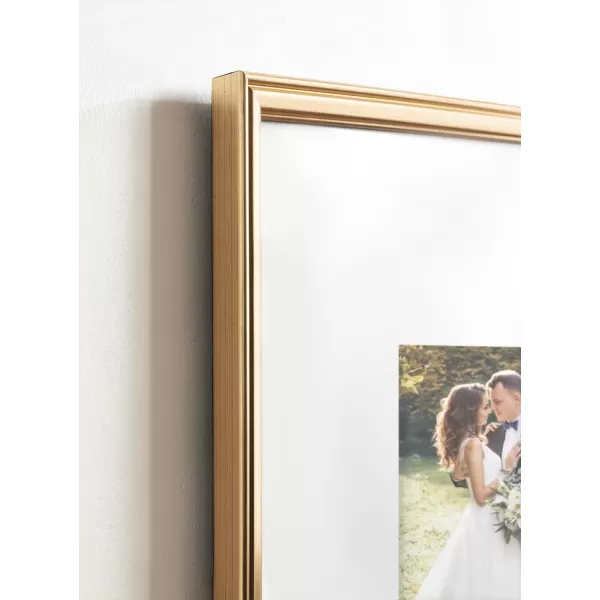 Kate and Laurel Adlynn Rectangle Picture Frame Set of 3 16 x 20 matted to 8 x 10 Bronze Vintage ThreePiece Frame Set for Gallery Wall Frame Set in Living Room Wall DecorGold