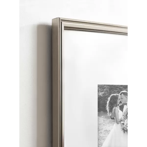 Kate and Laurel Adlynn Rectangle Picture Frame Set of 3 16 x 20 matted to 8 x 10 Bronze Vintage ThreePiece Frame Set for Gallery Wall Frame Set in Living Room Wall DecorSilver