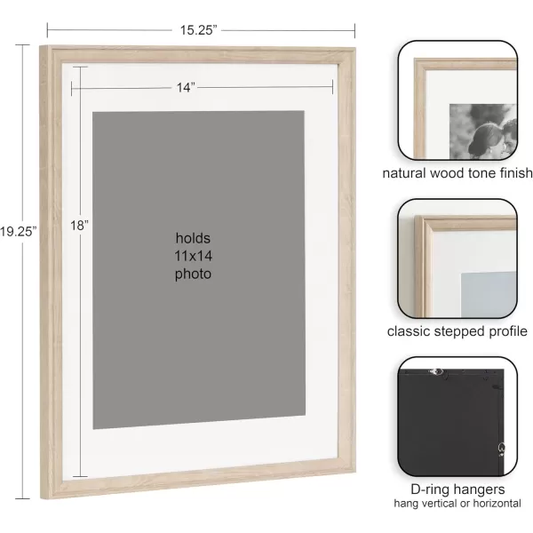 Kate and Laurel Adlynn Rectangle Picture Frame Set of 3 16 x 20 matted to 8 x 10 Bronze Vintage ThreePiece Frame Set for Gallery Wall Frame Set in Living Room Wall DecorNatural