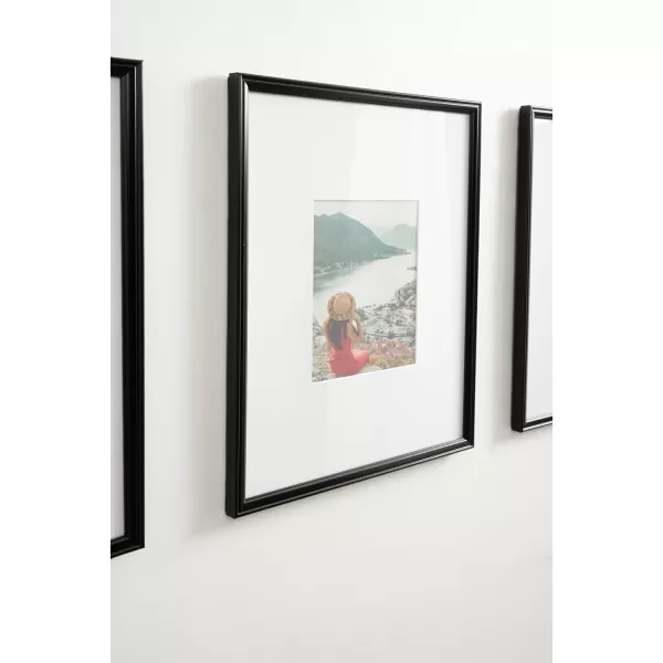 Kate and Laurel Adlynn Rectangle Picture Frame Set of 3 16 x 20 matted to 8 x 10 Bronze Vintage ThreePiece Frame Set for Gallery Wall Frame Set in Living Room Wall DecorBlack