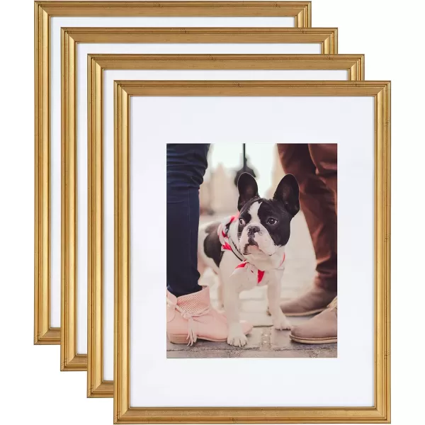 Kate and Laurel Adlynn Rectangle Picture Frame Set of 3 16 x 20 matted to 8 x 10 Bronze Vintage ThreePiece Frame Set for Gallery Wall Frame Set in Living Room Wall DecorGold