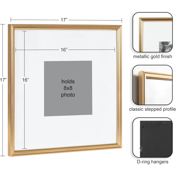 Kate and Laurel Adlynn Rectangle Picture Frame Set of 3 16 x 20 matted to 8 x 10 Bronze Vintage ThreePiece Frame Set for Gallery Wall Frame Set in Living Room Wall DecorGold