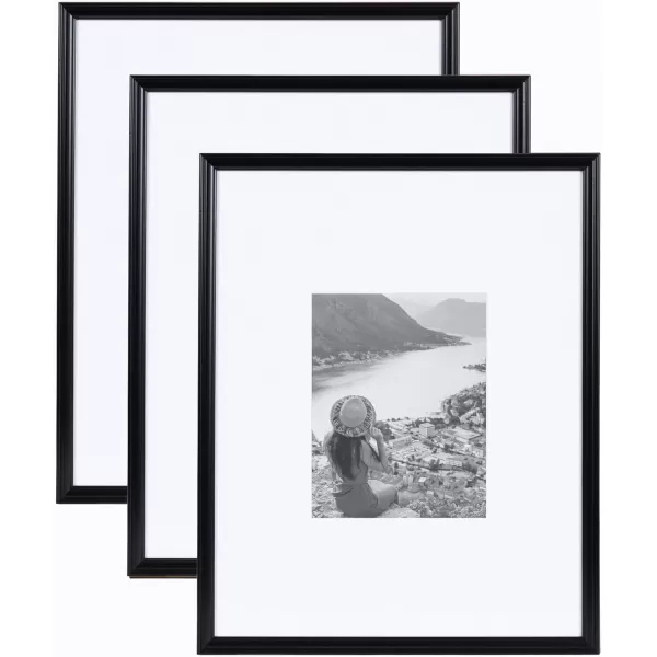 Kate and Laurel Adlynn Rectangle Picture Frame Set of 3 16 x 20 matted to 8 x 10 Bronze Vintage ThreePiece Frame Set for Gallery Wall Frame Set in Living Room Wall DecorBlack