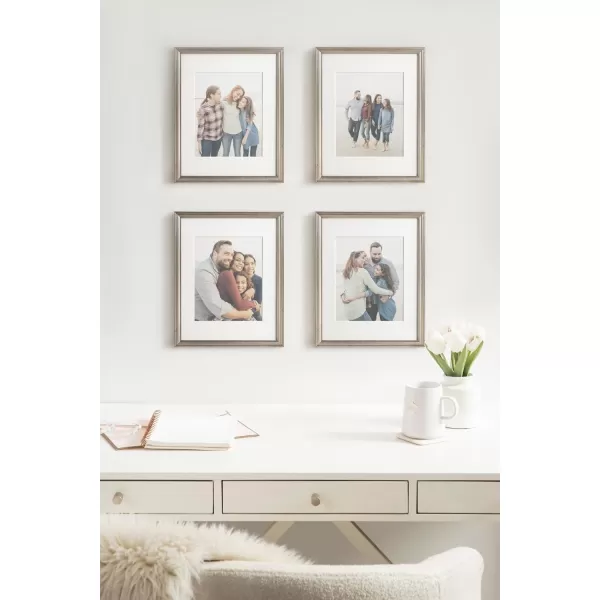 Kate and Laurel Adlynn Rectangle Picture Frame Set of 3 16 x 20 matted to 8 x 10 Bronze Vintage ThreePiece Frame Set for Gallery Wall Frame Set in Living Room Wall DecorSilver