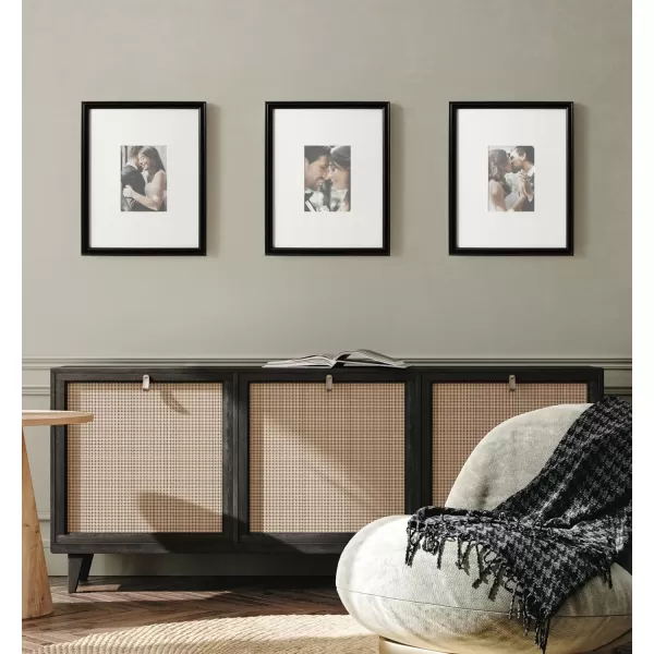 Kate and Laurel Adlynn Rectangle Picture Frame Set of 3 16 x 20 matted to 8 x 10 Bronze Vintage ThreePiece Frame Set for Gallery Wall Frame Set in Living Room Wall DecorBlack