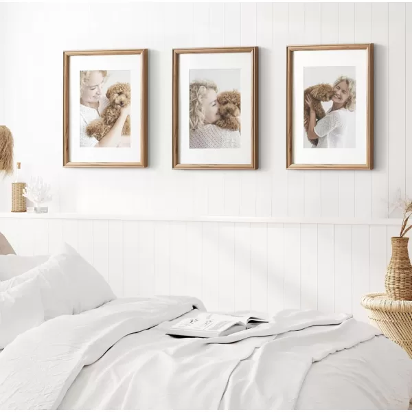 Kate and Laurel Adlynn Rectangle Picture Frame Set of 3 16 x 20 matted to 8 x 10 Bronze Vintage ThreePiece Frame Set for Gallery Wall Frame Set in Living Room Wall DecorBrown
