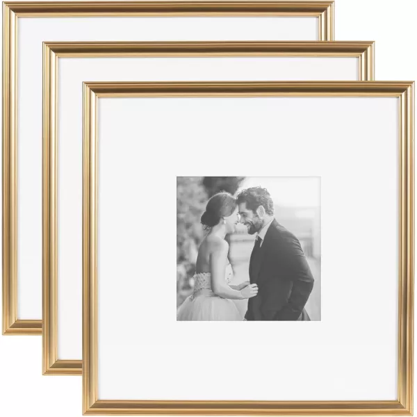 Kate and Laurel Adlynn Rectangle Picture Frame Set of 3 16 x 20 matted to 8 x 10 Bronze Vintage ThreePiece Frame Set for Gallery Wall Frame Set in Living Room Wall DecorGold