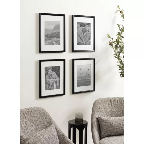 Kate and Laurel Adlynn Rectangle Picture Frame Set of 3 16 x 20 matted to 8 x 10 Bronze Vintage ThreePiece Frame Set for Gallery Wall Frame Set in Living Room Wall DecorBlack