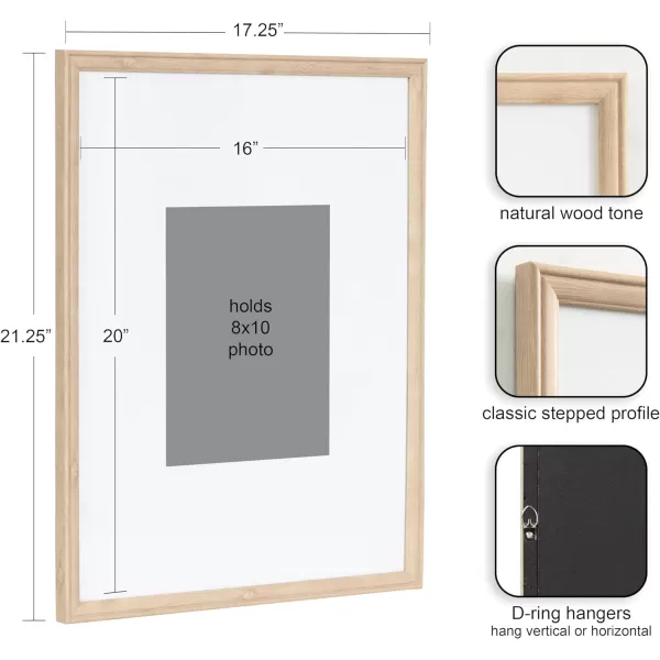 Kate and Laurel Adlynn Rectangle Picture Frame Set of 3 16 x 20 matted to 8 x 10 Bronze Vintage ThreePiece Frame Set for Gallery Wall Frame Set in Living Room Wall DecorNatural