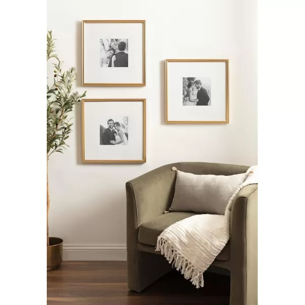 Kate and Laurel Adlynn Rectangle Picture Frame Set of 3 16 x 20 matted to 8 x 10 Bronze Vintage ThreePiece Frame Set for Gallery Wall Frame Set in Living Room Wall DecorGold