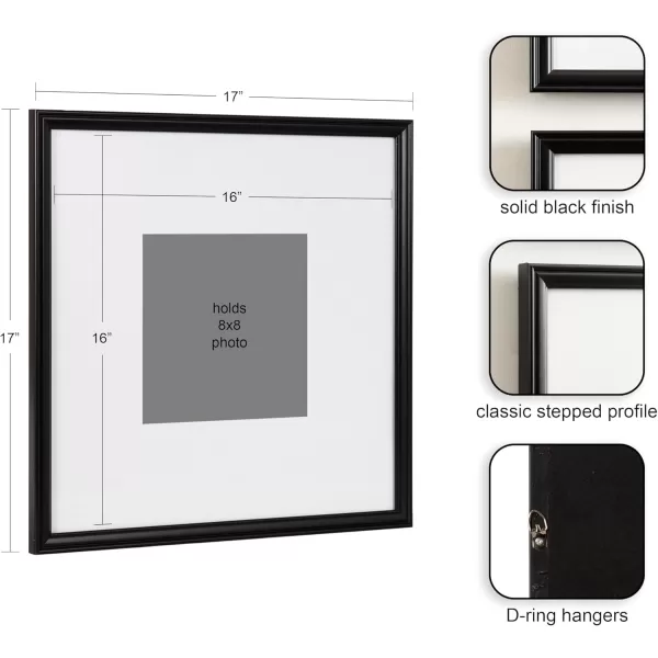 Kate and Laurel Adlynn Rectangle Picture Frame Set of 3 16 x 20 matted to 8 x 10 Bronze Vintage ThreePiece Frame Set for Gallery Wall Frame Set in Living Room Wall DecorBlack