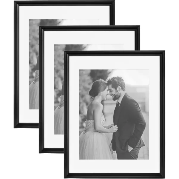 Kate and Laurel Adlynn Rectangle Picture Frame Set of 3 16 x 20 matted to 8 x 10 Bronze Vintage ThreePiece Frame Set for Gallery Wall Frame Set in Living Room Wall DecorBlack