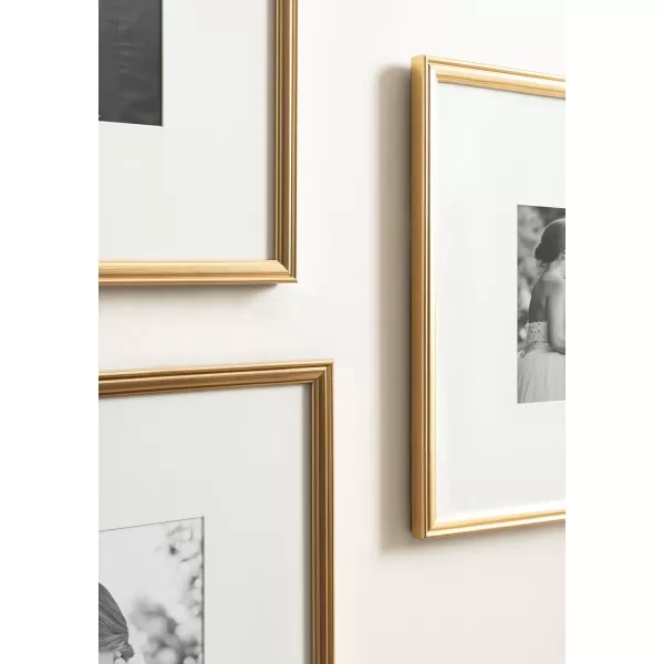 Kate and Laurel Adlynn Rectangle Picture Frame Set of 3 16 x 20 matted to 8 x 10 Bronze Vintage ThreePiece Frame Set for Gallery Wall Frame Set in Living Room Wall DecorGold