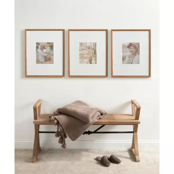 Kate and Laurel Adlynn Rectangle Picture Frame Set of 3 16 x 20 matted to 8 x 10 Bronze Vintage ThreePiece Frame Set for Gallery Wall Frame Set in Living Room Wall DecorBrown