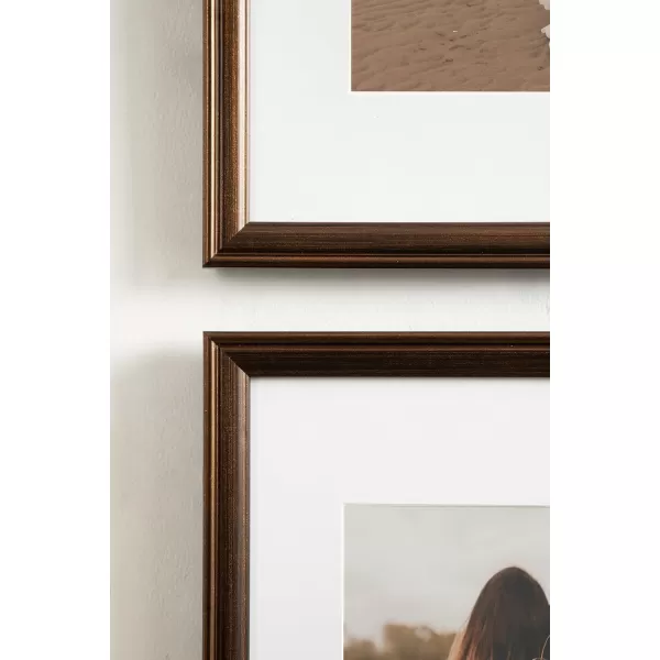 Kate and Laurel Adlynn Rectangle Picture Frame Set of 3 16 x 20 matted to 8 x 10 Bronze Vintage ThreePiece Frame Set for Gallery Wall Frame Set in Living Room Wall DecorBronze