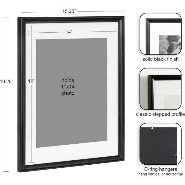 Kate and Laurel Adlynn Rectangle Picture Frame Set of 3 16 x 20 matted to 8 x 10 Bronze Vintage ThreePiece Frame Set for Gallery Wall Frame Set in Living Room Wall DecorBlack