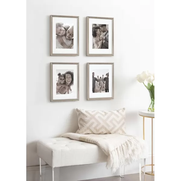 Kate and Laurel Adlynn Rectangle Picture Frame Set of 3 16 x 20 matted to 8 x 10 Bronze Vintage ThreePiece Frame Set for Gallery Wall Frame Set in Living Room Wall DecorSilver