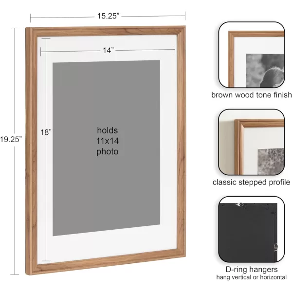 Kate and Laurel Adlynn Rectangle Picture Frame Set of 3 16 x 20 matted to 8 x 10 Bronze Vintage ThreePiece Frame Set for Gallery Wall Frame Set in Living Room Wall DecorBrown