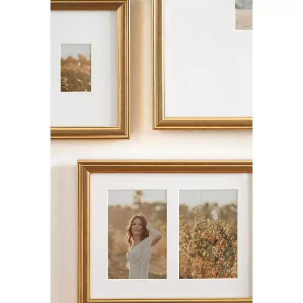 Kate and Laurel Adlynn Traditional Picture Frame Set Set of 5 Varying Sizes Gold Vintage Wall Frame Set Collection with Hanging Template for Gallery Wall Picture Frame Display
