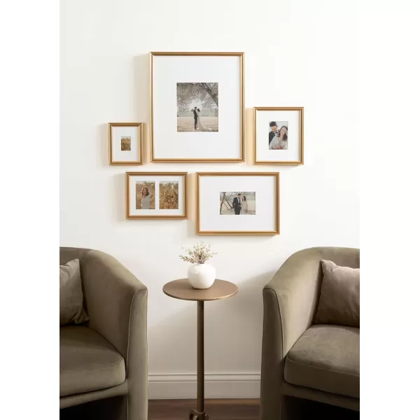 Kate and Laurel Adlynn Traditional Picture Frame Set Set of 5 Varying Sizes Gold Vintage Wall Frame Set Collection with Hanging Template for Gallery Wall Picture Frame Display
