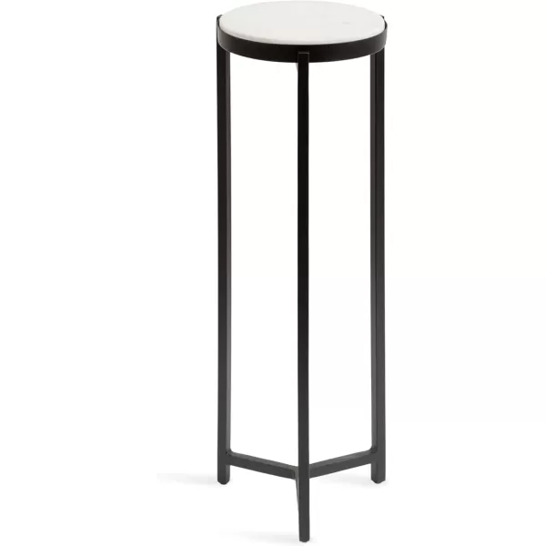 Kate and Laurel Aguilar Modern Round Drink Table 8 x 8 x 23 Blue and Silver Small Accent Table for Use as Plant Pedestal Stand with Agate Stone TabletopBlackWhite